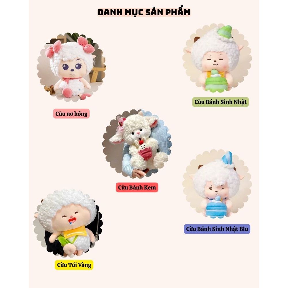Gấu bông sinh nhật cừu ôm bánh kem làm quà tặng sinh nhật cho bé,bạn gái,bạn trai đáng yêu