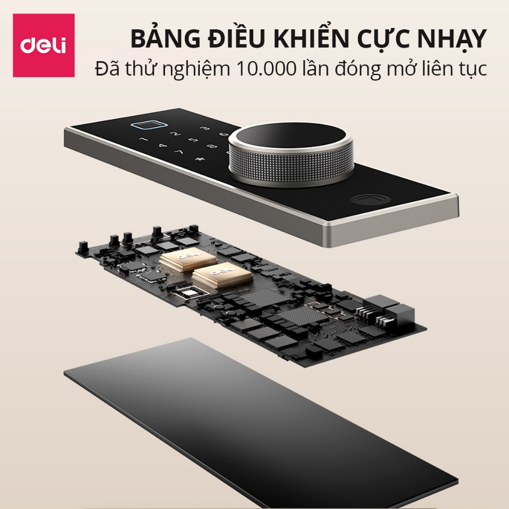Két Sắt Vân Tay Deli, Két Sắt Điện Tử Thông Minh 4 Phương Thức Mở Khóa Két Nhiều Ngăn Bảo Mật Báo Động Rung Tự Động