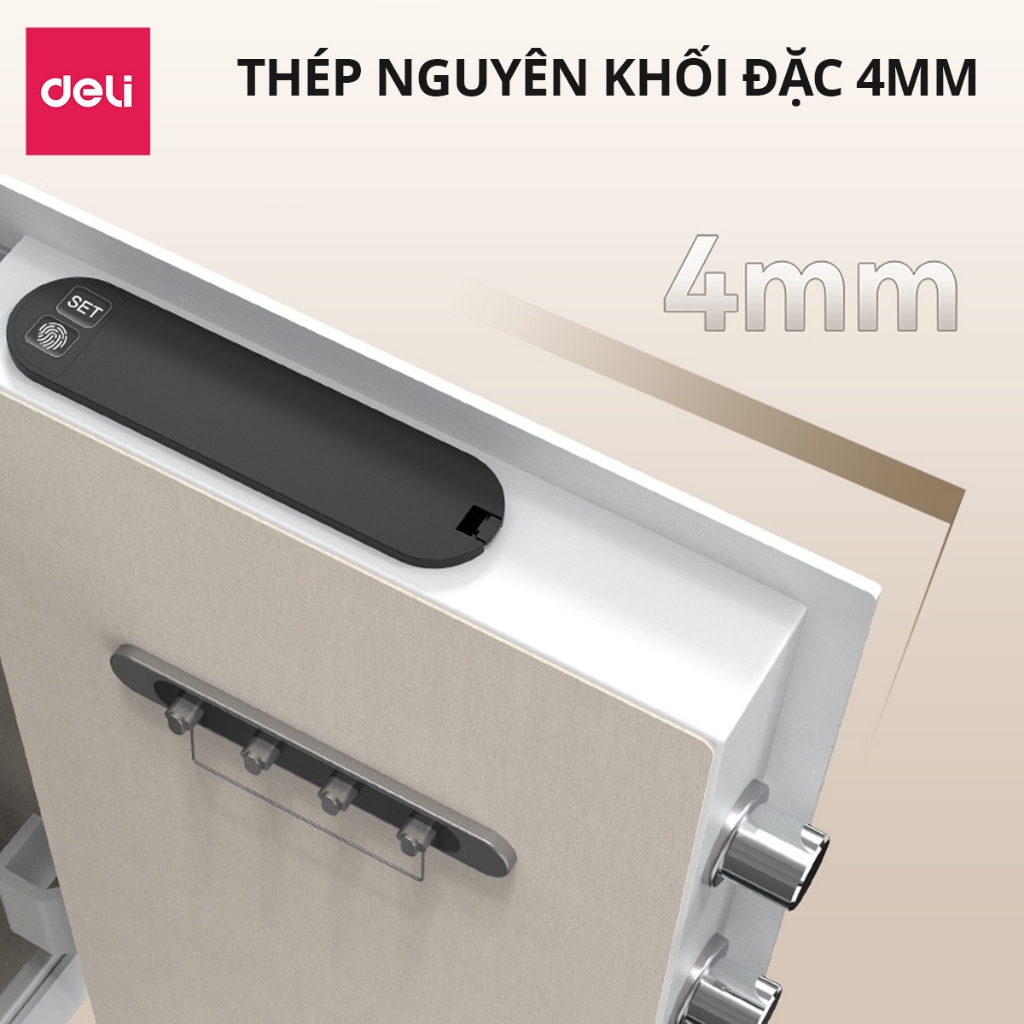 Két Sắt Vân Tay Deli, Két Sắt Điện Tử Thông Minh 4 Phương Thức Mở Khóa Két Nhiều Ngăn Bảo Mật Báo Động Rung Tự Động
