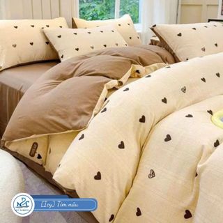 Bộ chăn ga gối Cloudy M2T bedding họa tiết đáng yêu, vỏ chăn (mền), drap ga giường và 2 vỏ gối