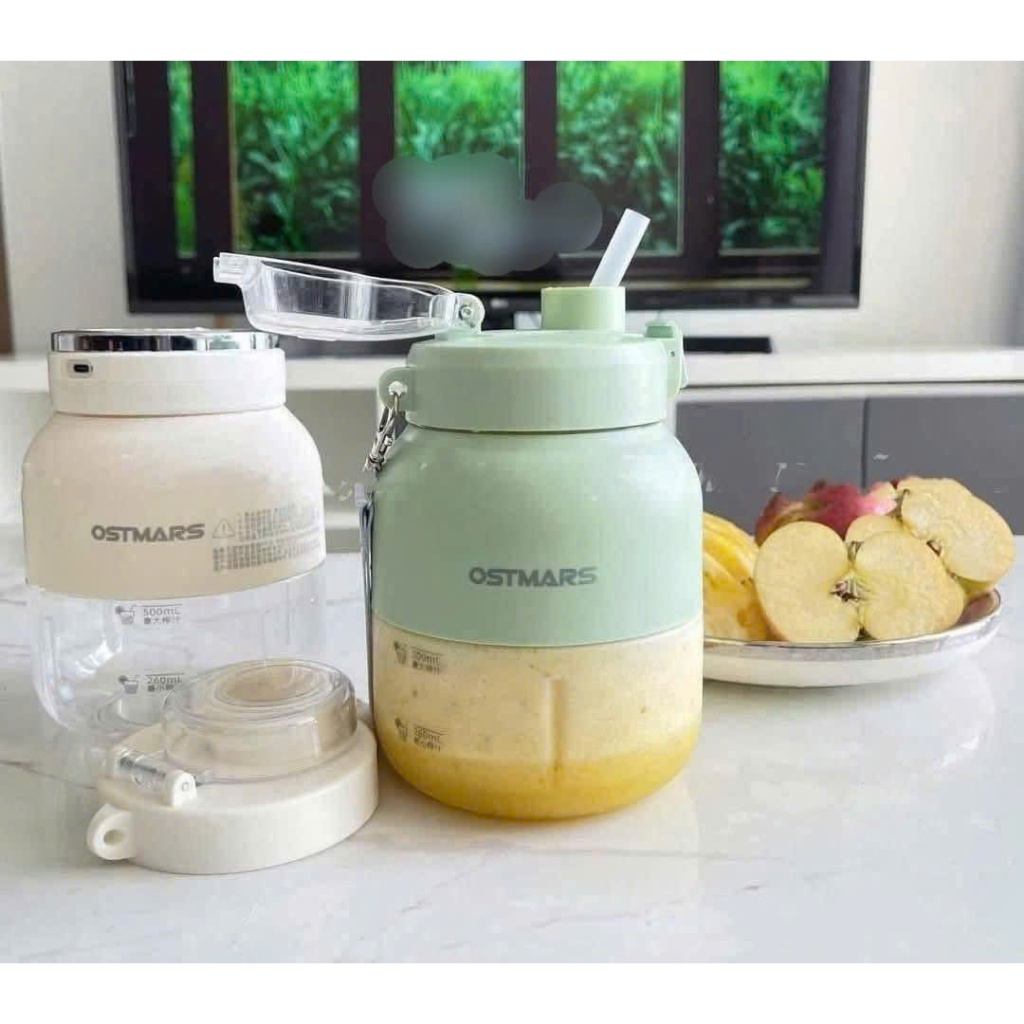 MÁY XAY SINH TỐ TÍCH ĐIỆN CẦM TAY KIÊM BÌNH NƯỚC KÈM ỐNG HÚT - DUNG TÍCH 500ML