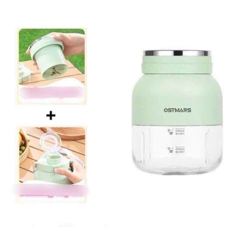 MÁY XAY SINH TỐ TÍCH ĐIỆN CẦM TAY KIÊM BÌNH NƯỚC KÈM ỐNG HÚT - DUNG TÍCH 500ML