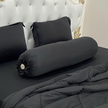 Vỏ Gối Ôm Chất Liệu Thun Hàn Quốc Trơn Màu Đen - Nhà Shy Home Decor
