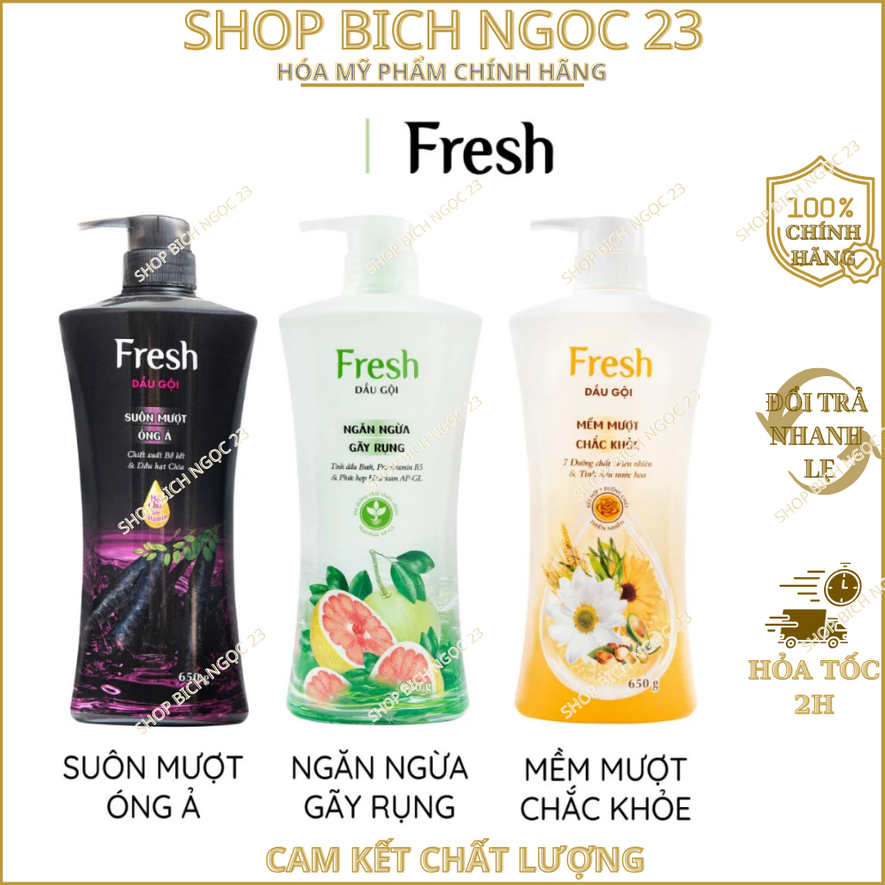 Dầu Gội Fresh Bồ Kết Suôn Mượt Tóc , dầu gôi tinh dầu bưởi giảm gãy rụng 650g