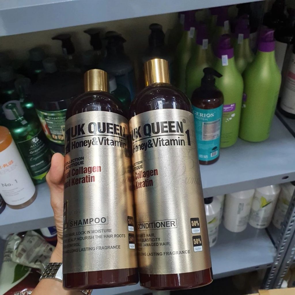 Dầu Gội Dầu Xả UK QUEEN Honey & Vitamin 800ml Cho Tóc Khô Xơ, Hư Tổn, Hỗ Trợ Giảm Gãy Rụng