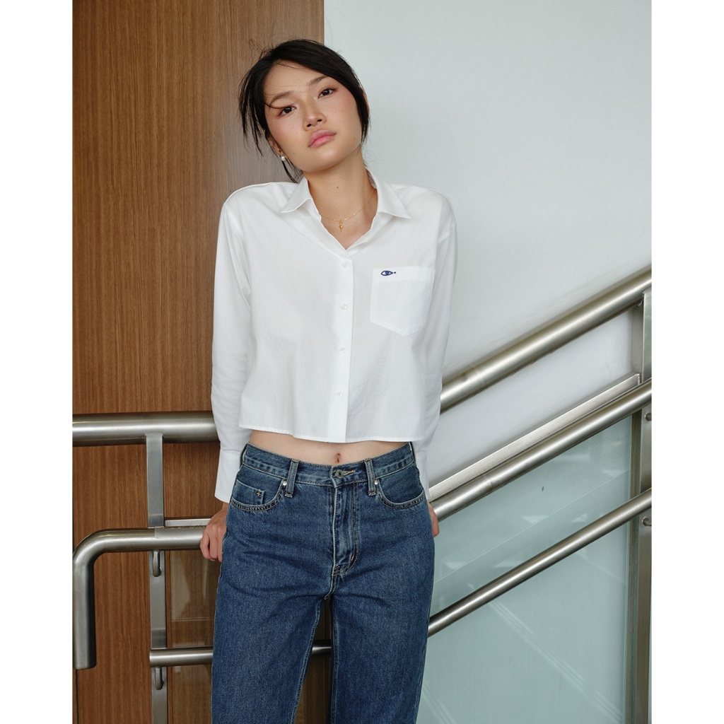 TheBlueTshirt - Áo sơ mi croptop tay dài măng sét kiểu Pháp - Paris Crop Shirt