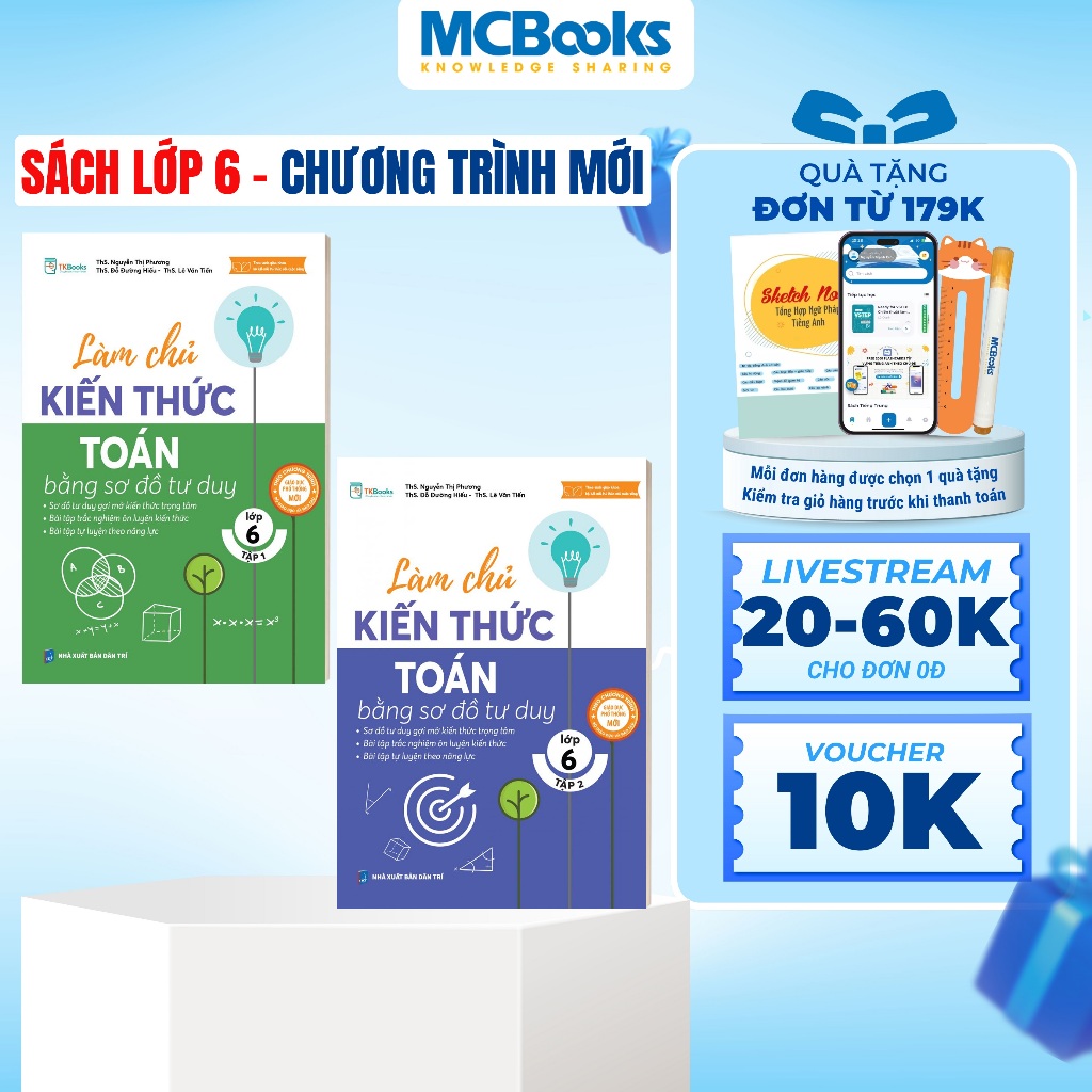 Sách - Combo Làm chủ kiến thức toán bằng sơ đồ tư duy lớp 6