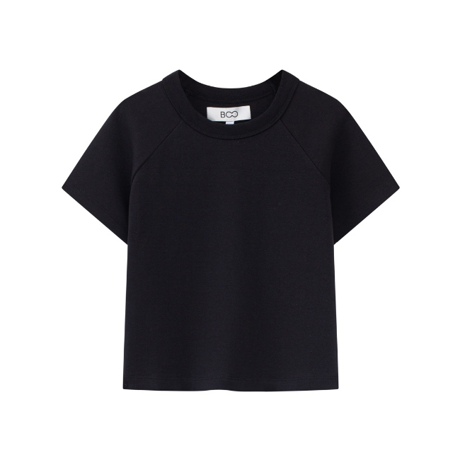 Áo Thun BOO Form Crop Top Cotton Basic Trơn Màu Đen
