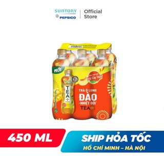 [SALE 15.7] Lốc 6 Chai Trà Ô Long Tea+ Đào Trái Cây Nhiệt Đới (450ml/chai)