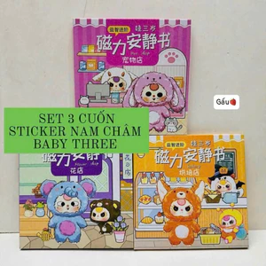 Quyển sticker nam châm baby three, tung tung sahur, natra