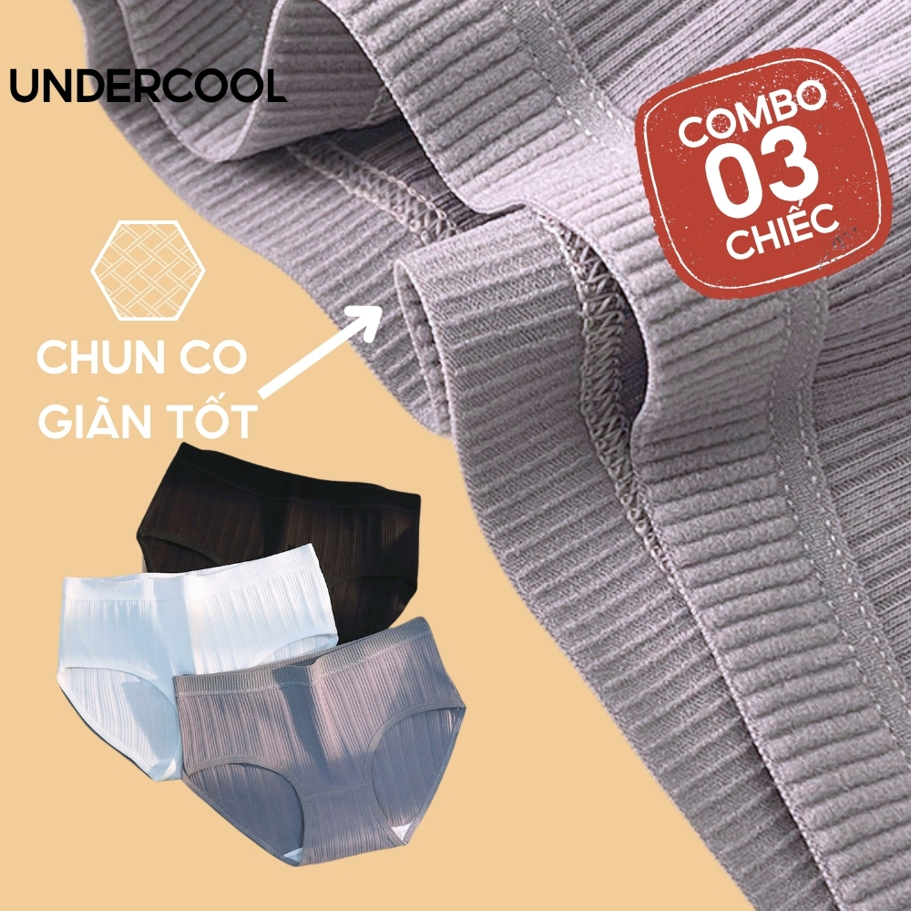 Set 3 Quần Lót Nữ thun mát Thông hơi Phối Tăm UNDERCOOL thể thao trẻ trung gợi cảm tôn dáng kháng khuẩn QL60