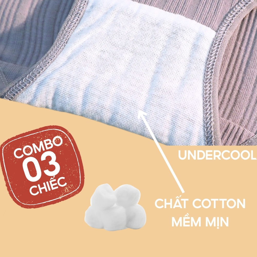 Set 3 Quần Lót Nữ thun mát Thông hơi Phối Tăm UNDERCOOL thể thao trẻ trung gợi cảm tôn dáng kháng khuẩn QL60