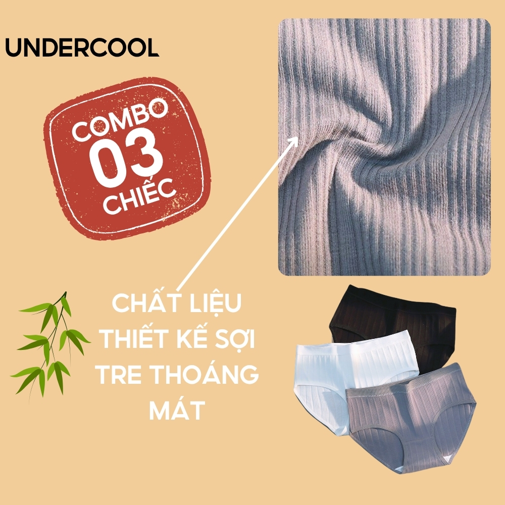 Set 3 Quần Lót Nữ thun mát Thông hơi Phối Tăm UNDERCOOL thể thao trẻ trung gợi cảm tôn dáng kháng khuẩn QL60