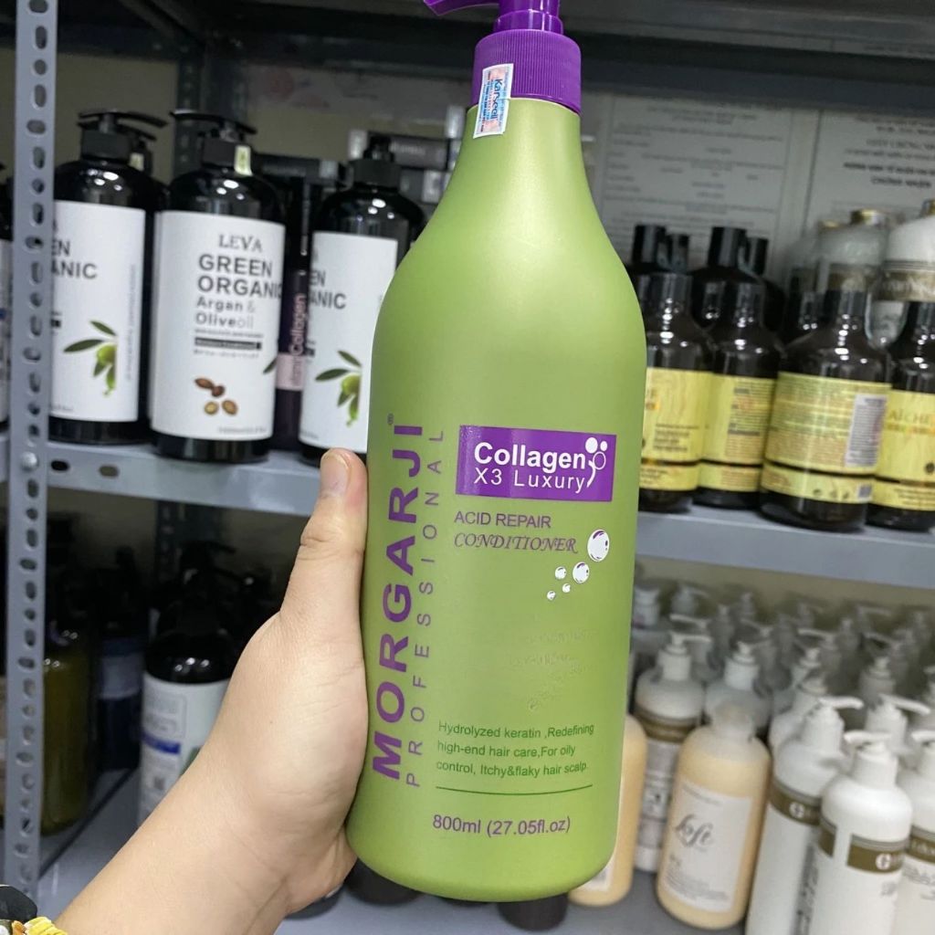 Cặp Dầu Gội Xả MORGARJI Collagen*3 800ml | Dưỡng Tóc Mềm Mượt, Hỗ Trợ Phục Hồi Tóc Khô Xơ.
