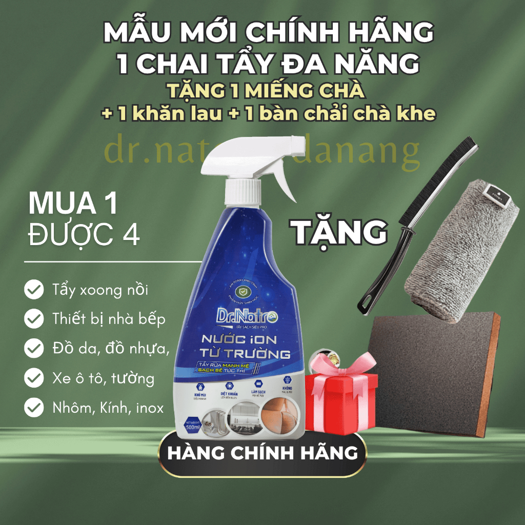 Chai Xịt Tẩy Rửa Nhà Bếp Dr.Natro 500ml Hỗ Trợ Làm Sạch Dầu Mỡ Xoong Nồi Tặng Kèm Miếng Chà dr.natrotaydanang
