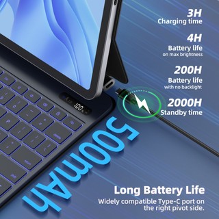 Bàn phím thông minh từ tính Goojodoq nhẹ Bluetooth Keyboard có màn hình LED hiển thị nguồn cho iPad Pro 11 12.9 2022