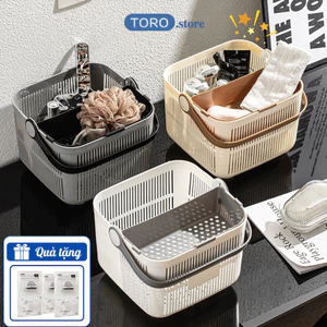 Giỏ Đựng Đồ Dùng Nhà Tắm Kèm Quai Xách TORO Đựng Mỹ Phẩm Đa Năng, Giỏ Đựng Đồ Vệ Sinh Cá Nhân Chất Liệu Nhựa PP Cứng Cáp