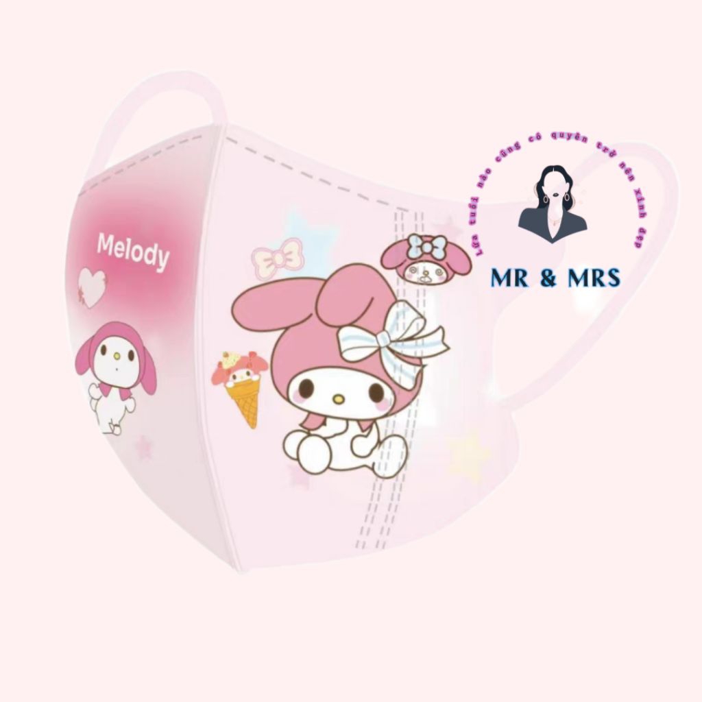 (Set 10/60C) Khẩu Trang Hoạt Hình Melody Cho Bé 4-12T