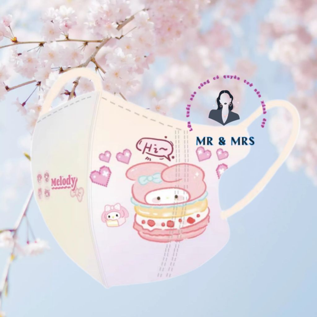 (Set 10/60C) Khẩu Trang Hoạt Hình Melody Cho Bé 4-12T