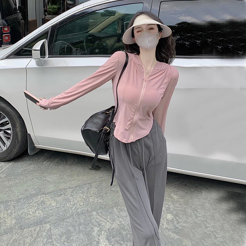 Áo Chống Nắng Nữ, Áo Nắng Nữ, Áo Khoác Chống Nắng Chống Tia Cực Tím UPF 50+ Chất Lụa Băng Ôm Body Co Giãn Hottrend