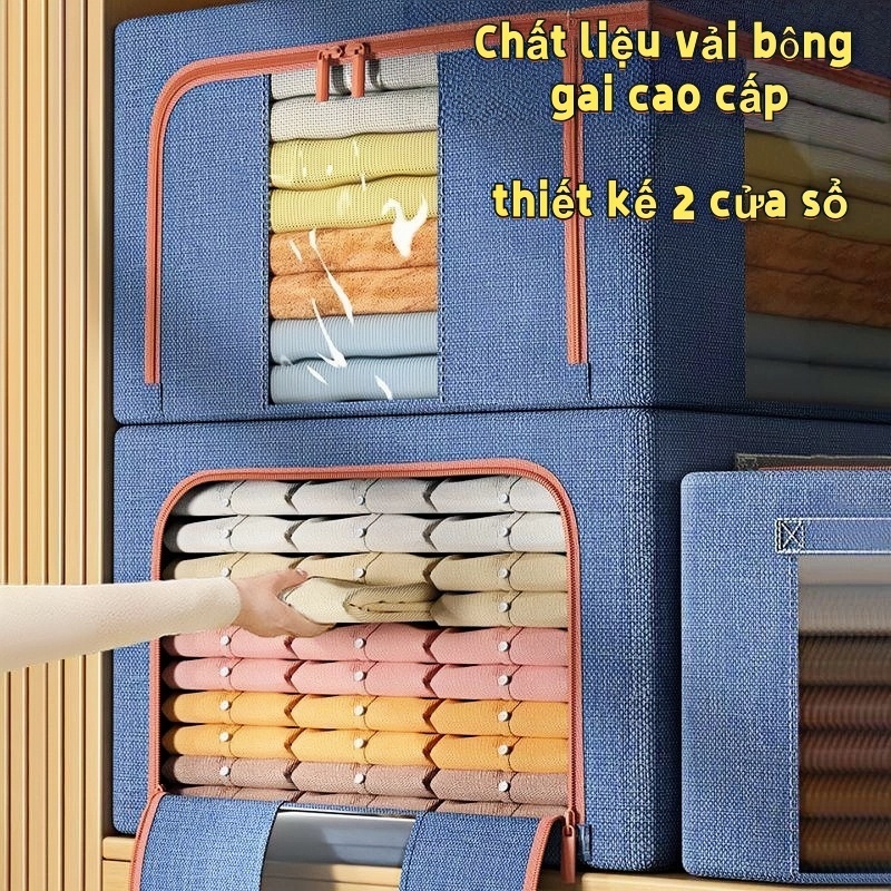 Tủ Vải Đựng Quần Áo Túi giỏ Hộp Vải Khung thép đựng quần áo Hộp xếp đa năng khung thép  （clothing storage box）