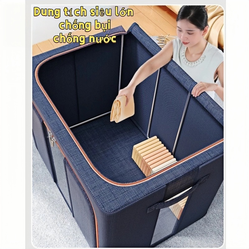 Tủ Vải Đựng Quần Áo Túi giỏ Hộp Vải Khung thép đựng quần áo Hộp xếp đa năng khung thép  （clothing storage box）