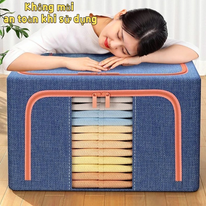Tủ Vải Đựng Quần Áo Túi giỏ Hộp Vải Khung thép đựng quần áo Hộp xếp đa năng khung thép  （clothing storage box）