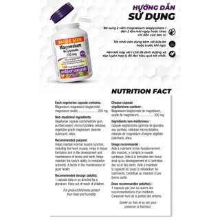 [HÀNG CÔNG TY] Viên uống bổ sung Magnesium Bisglycinate 200mg Webber Naturals hộp 120/60 viên