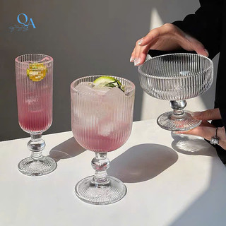 Mẫu mới CỐC LY thuỷ tinh kẻ sọc DECOR phong cách Nhật Bản - Hàn Quốc, ly cocktail, sinh tố, cà phê có chân RETRO cao cấp