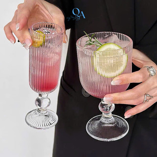 Mẫu mới CỐC LY thuỷ tinh kẻ sọc DECOR phong cách Nhật Bản - Hàn Quốc, ly cocktail, sinh tố, cà phê có chân RETRO cao cấp