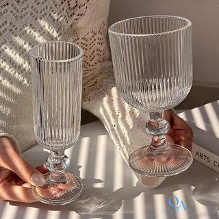 Mẫu mới CỐC LY thuỷ tinh kẻ sọc DECOR phong cách Nhật Bản - Hàn Quốc, ly cocktail, sinh tố, cà phê có chân RETRO cao cấp