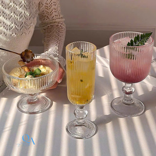 Mẫu mới CỐC LY thuỷ tinh kẻ sọc DECOR phong cách Nhật Bản - Hàn Quốc, ly cocktail, sinh tố, cà phê có chân RETRO cao cấp