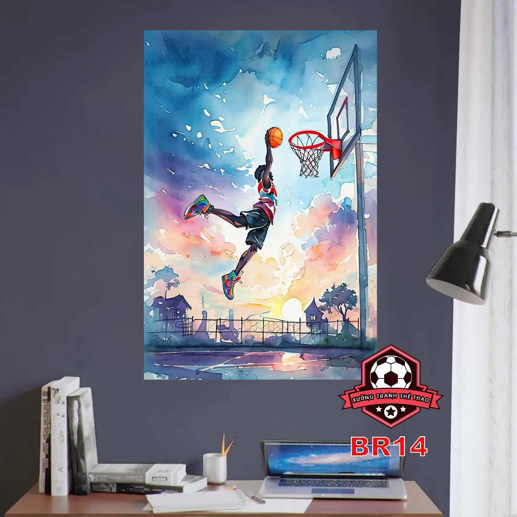 Poster thể thao Bóng Rổ NBA dán tường 60x90cm,tấm áp phích thể thao NBA ...