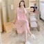 Váy đầm ngủ ngắn tay chất vải Cotton lanh lụa mặc nhà, áo ngủ mặc nhà bigsize mã VAV0266