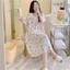 Váy đầm ngủ ngắn tay chất vải Cotton lanh lụa mặc nhà, áo ngủ mặc nhà bigsize mã VAV0266