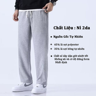 Quần Nỉ Dài 2 Da HS HOÀNG SỰ GROUP Unisex Nam Nữ Cạp Chun Form Suông Ống Baggy Basic BAGGY2DA