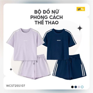 Bộ đồ nữ YODY phong cách thể thao phối dây dệt thấm hút và thoáng khí WCST25S107