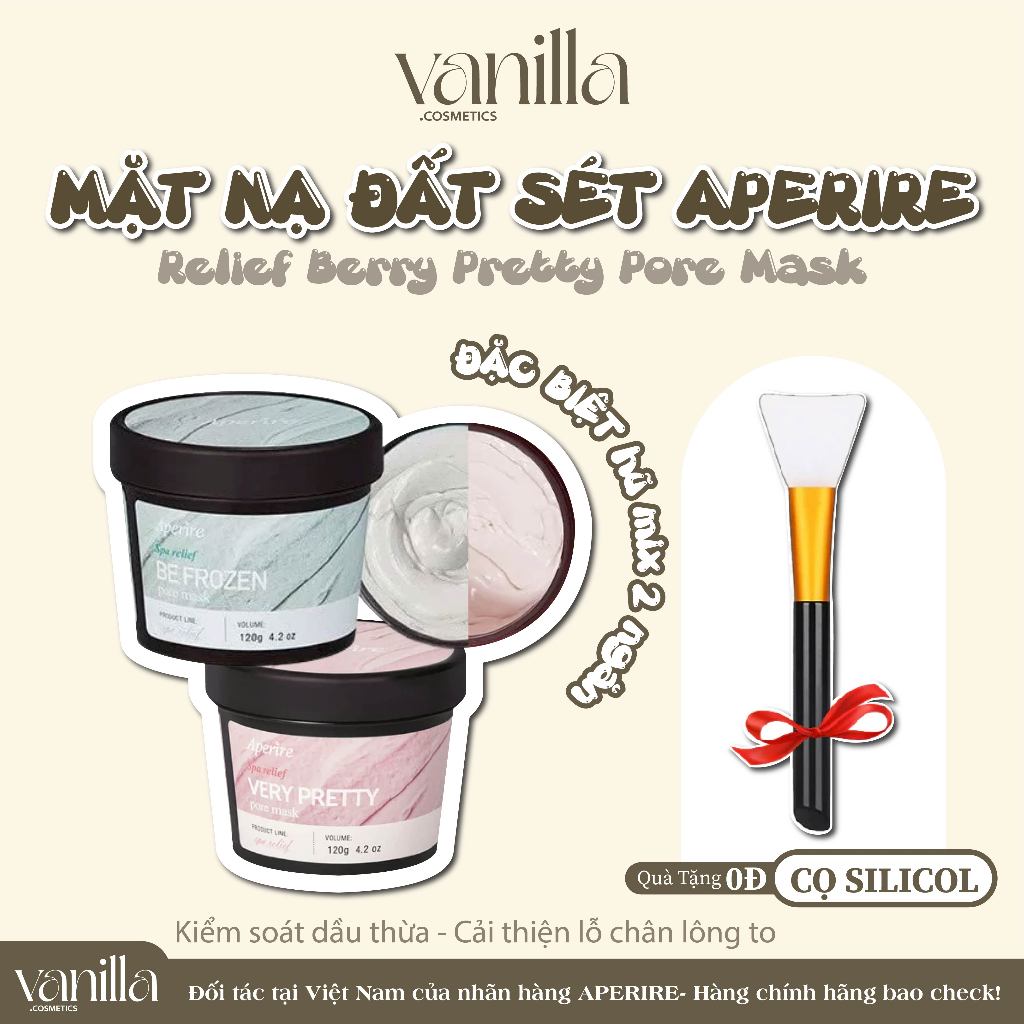 (lọ dùng thử) Mặt nạ đất sét Aperire màu xanh và màu hồng làm sạch da và điều tiết dầu thừa