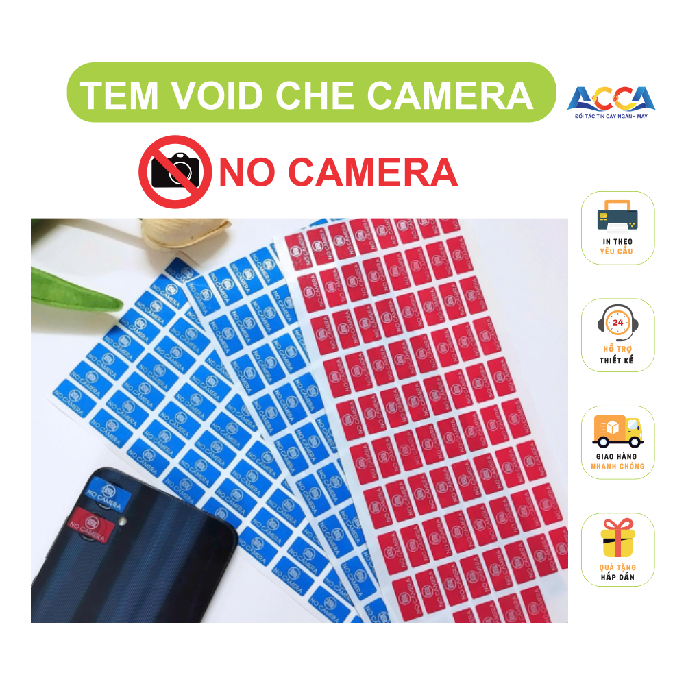 Tem dán che camera điện thoại, Tem VOID No Camera, Bóc không dính keo ...