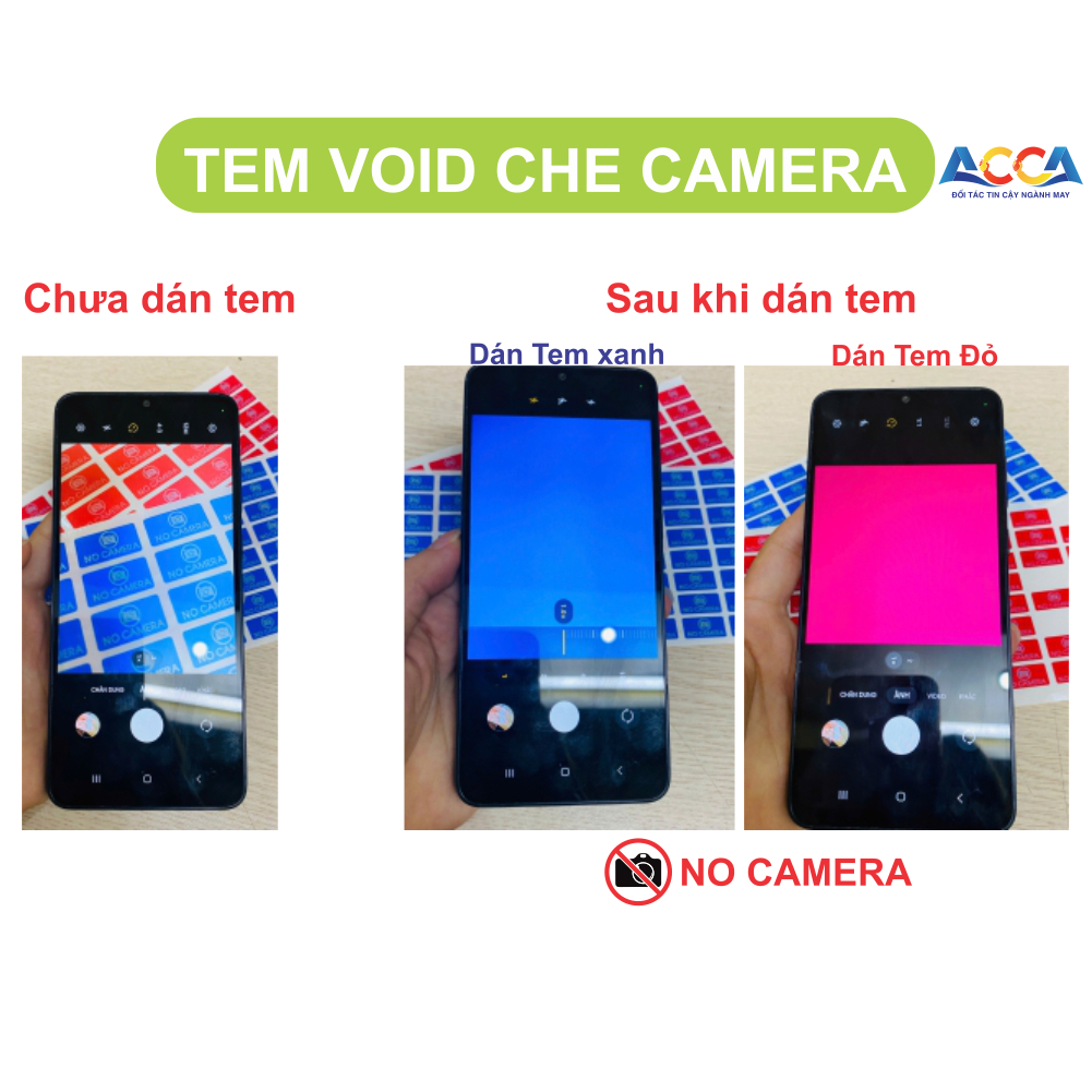 Tem dán che camera điện thoại, Tem VOID No Camera, Bóc không dính keo ...