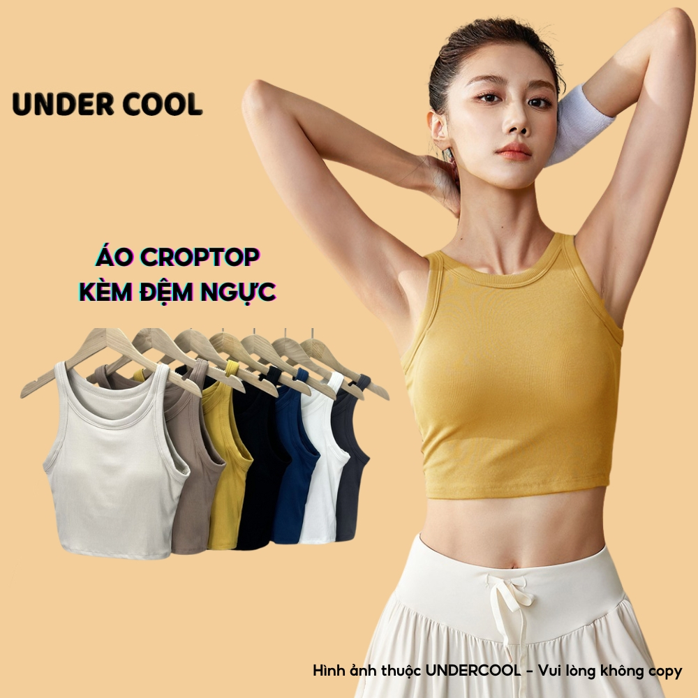 Áo Croptop Nữ Thể Thao Dáng Ôm UNDERCOOL Chất Tăm Cotton Co Giãn – Áo Tập Gym, Yoga, Cotton Co Giãn 4 Chiều ABL41