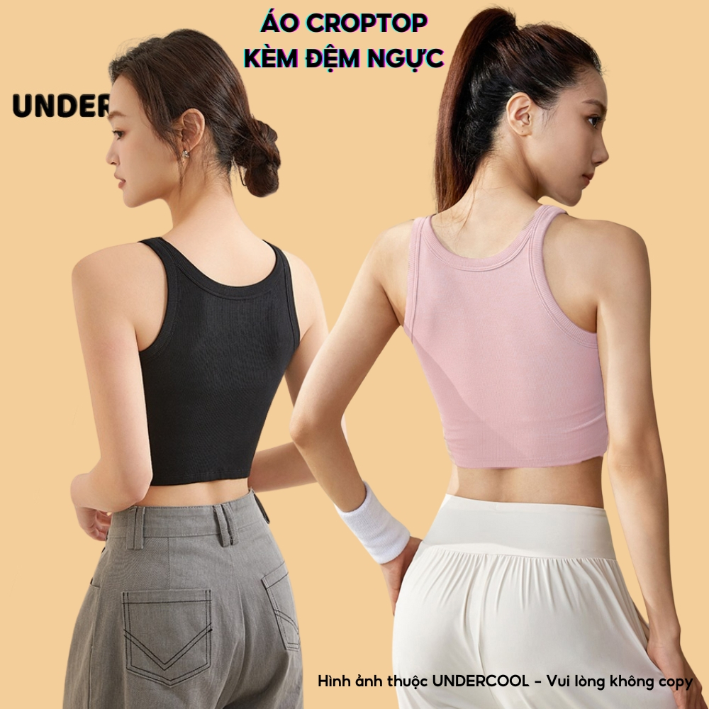 Áo Croptop Nữ Thể Thao Dáng Ôm UNDERCOOL Chất Tăm Cotton Co Giãn – Áo Tập Gym, Yoga, Cotton Co Giãn 4 Chiều ABL41