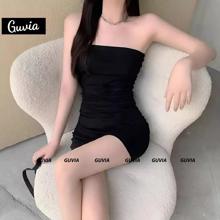 Đầm Ống Borip Dáng Ngắn Ôm Body GUVIA, Đầm Body Nữ Basic Sexy Cotton Mịn, Đầm Cúp Tiểu Thư Mặc Đi Đám Tiệc Đi Chơi DB55