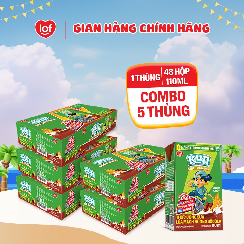 Combo 5 thùng Sữa lúa mạch KUN vị socola thùng 48 hộp x 110ml | Shopee ...