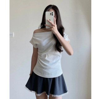Áo kiểu nữ lệch vai xếp ly eo điệu đà Forgirl áo thun trễ vai form vừa chất vải tăm co dãn mềm mịn T075