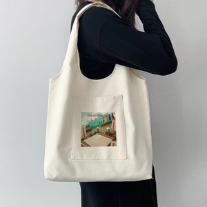 Túi vải canvas đeo vai bộ sưu tập tranh làng nghề truyền thống Việt Nam-túi tote liền thân trẻ trung đựng đồ tuicwh05