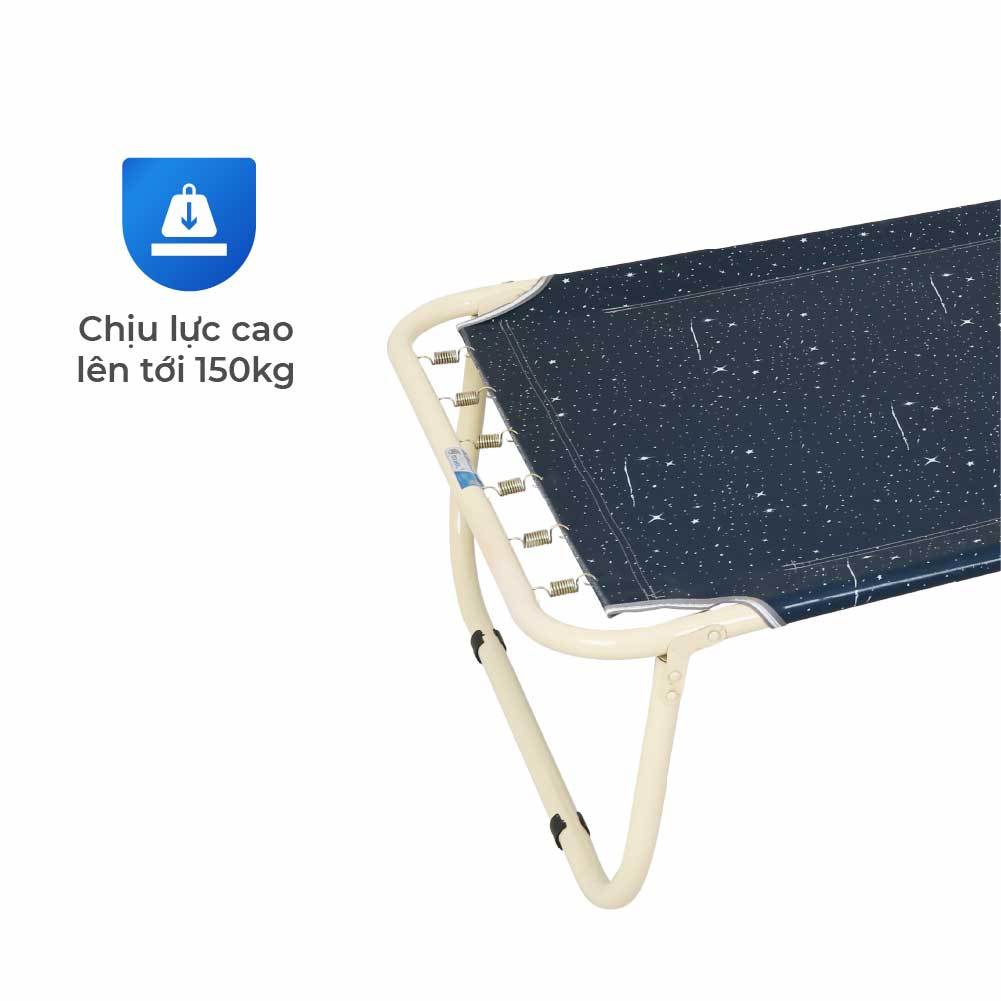 Giường gấp gọn QUI PHÚC, vải bố dày dặn, chắc chắn, bền bỉ, dễ dàng di chuyển, khung thép chắc chắn