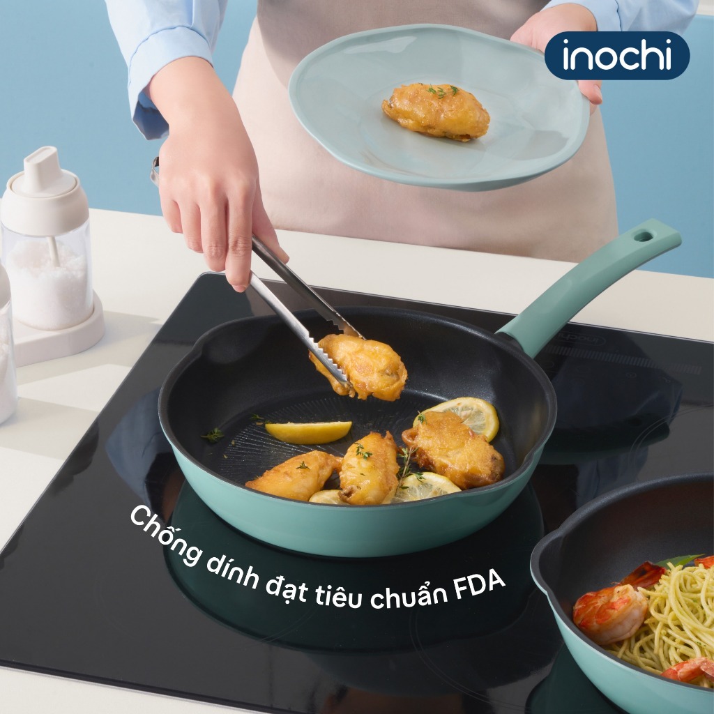 [MỚI VỀ] Nồi, chảo chống dính Omi Stellar Inochi, tay cầm cách nhiệt, dùng được cho mọi loại bếp