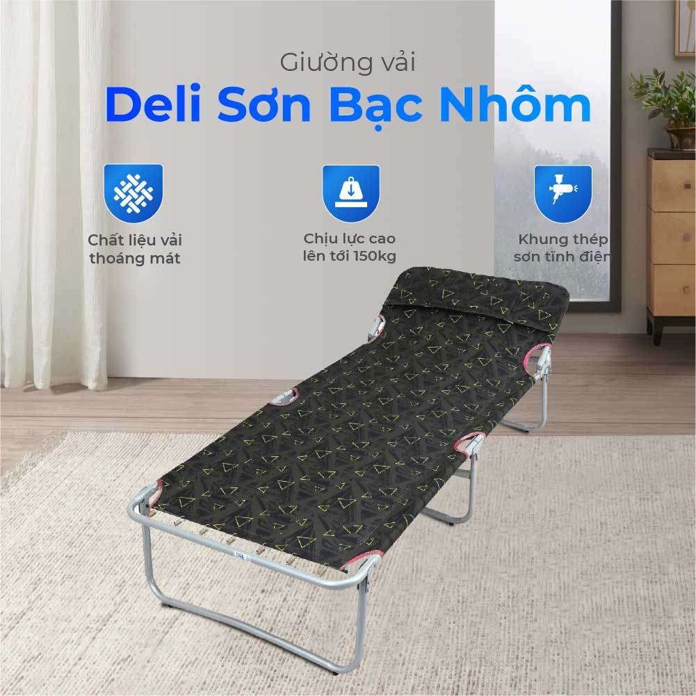Giường gấp gọn Deli QUI PHÚC, lưng vải cao cấp, thiết kế linh hoạt, tiết kiệm không gian, thoải mái, thư giãn