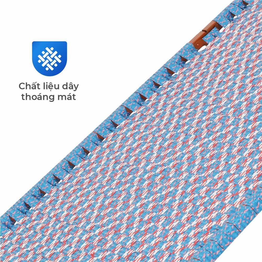 Giường gấp gọn Felix QUI PHÚC, dây nhựa cao cấp, thoáng khí, khung thép chắc chắn, xếp mở dễ dàng